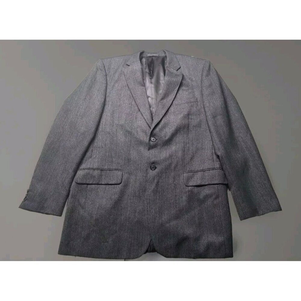 44 XL Hardy Amies Men's Dark Gray Twill Weave Blazer Sport Coat Wool Blend